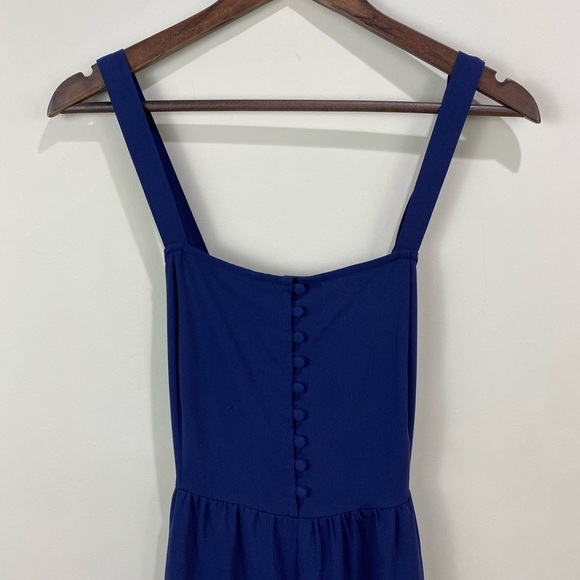 MADEWELL Navy Button Front Smocked Cross Back Jumpsuit Size 2 - Picture 7 of 16